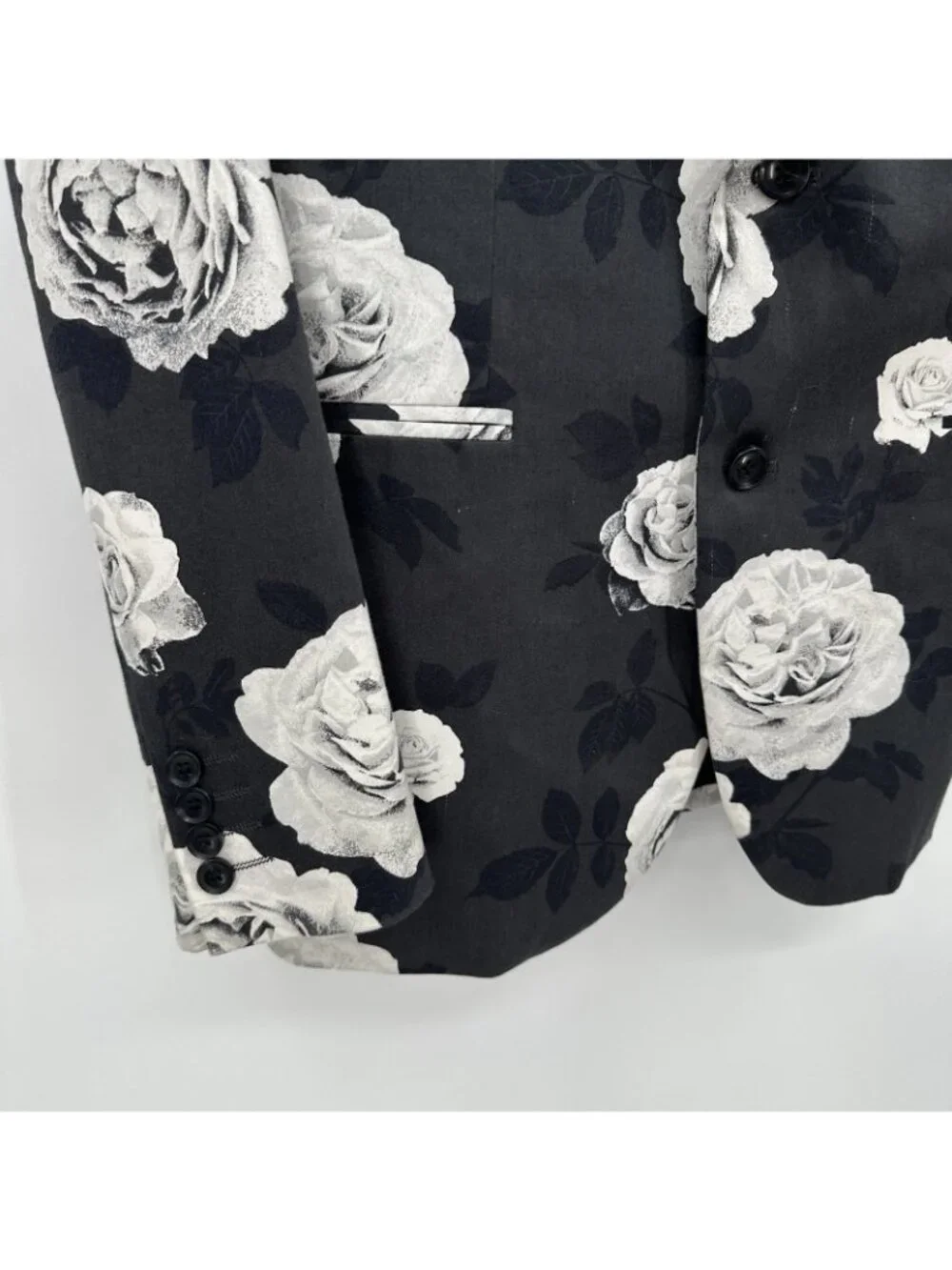J FERRAR floral jacket blazer sport coat 40L statement prom wedding guest